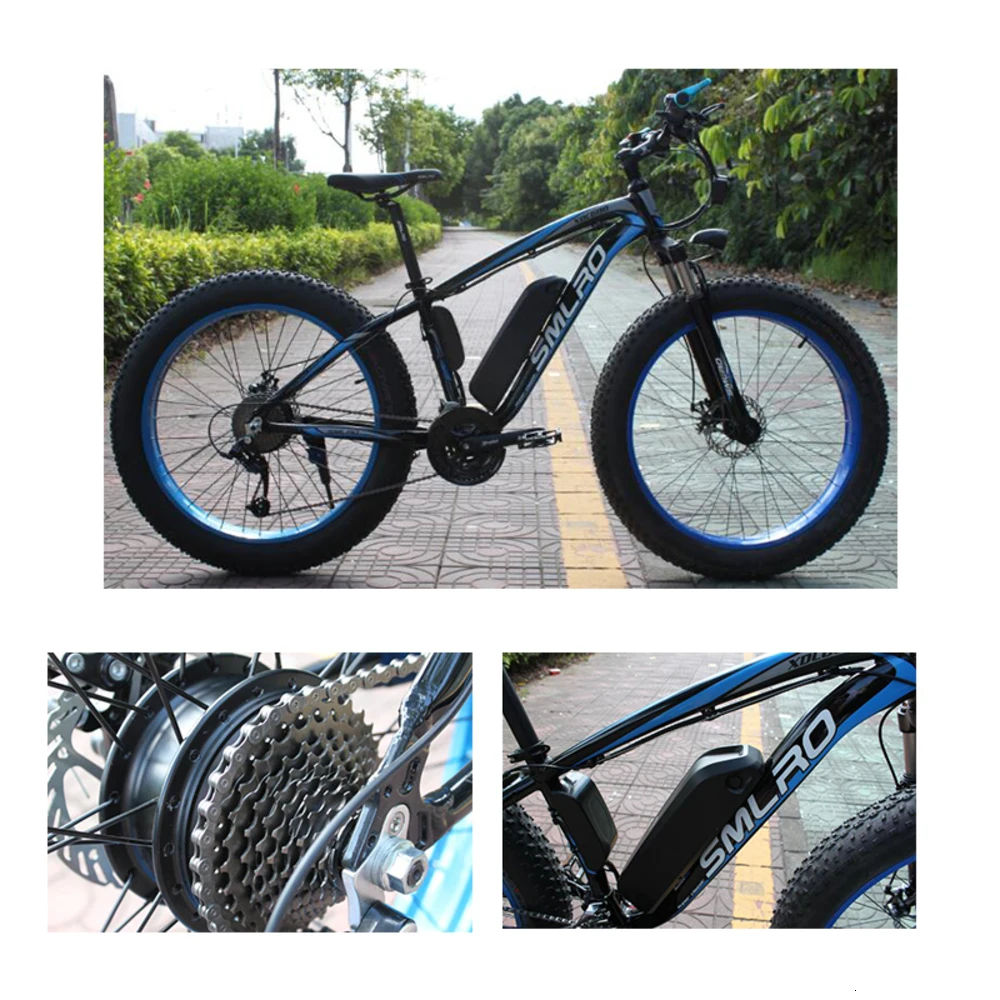 26-дюймовый электрический велосипед с толстыми покрышками для е-байка снег