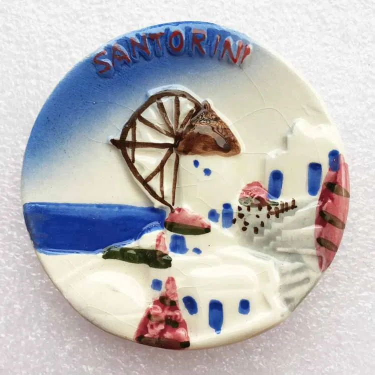 

QIQIPP Santorini, Greece tourism Memorial landscape refrigerator paste home decoration ceramic colored glaze magnetic paste