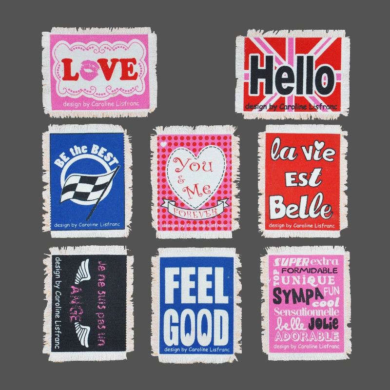 

Square Letter Feel Good Hello Patches For Clothing Love Band Iron On Clothes Appliqued Stripes DIY Ironing Stickers decorate