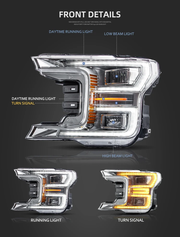 Светодиодная лента VLAND для передних фар Ford F150 фары 2017 2018 2019 фара Raptor сигнал