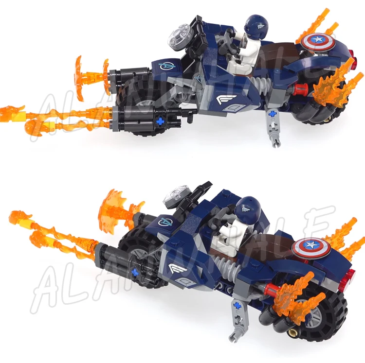 191 шт. Детский конструктор мстители Капитан оутридерс штурмовой велосипед