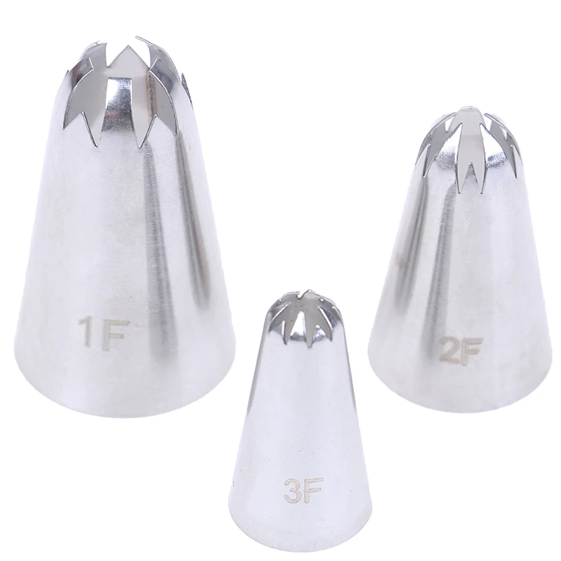 3pcs/set Cream Cake Icing Piping Russian Nozzles Pastry Tips Stainless Steel Fondant Decorating Tools Big Size | Дом и сад
