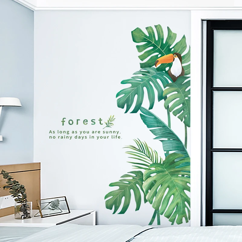 Настенная Наклейка с тропическим листом сделай сам зеленая жизнь художественная