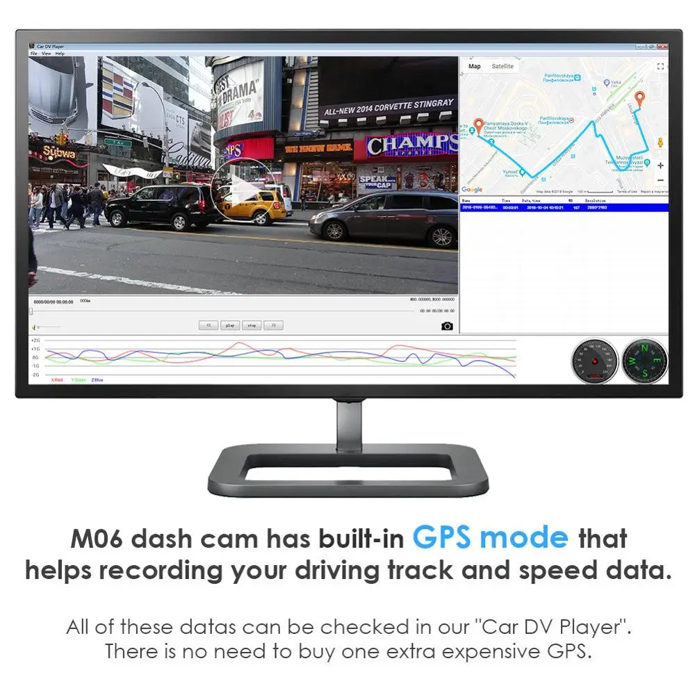 AZDOME M06 Dash Cam 4K 2160P Скорость и координаты GPS ADAS Camera Двойной объектив Автомобильная