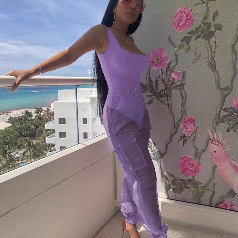 Неоновый комплект из двух предметов топ и штаны спортивный костюм Женская