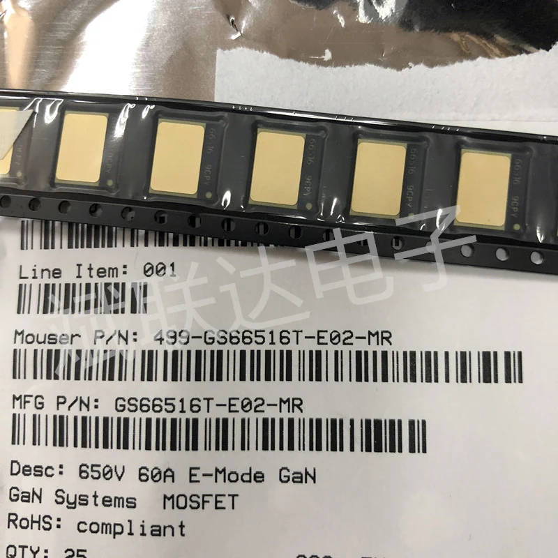 1PCS/lot New OriginaI GS66516T-E02-MR GS66516T SMD 60A 650V E-mode GaN transistor