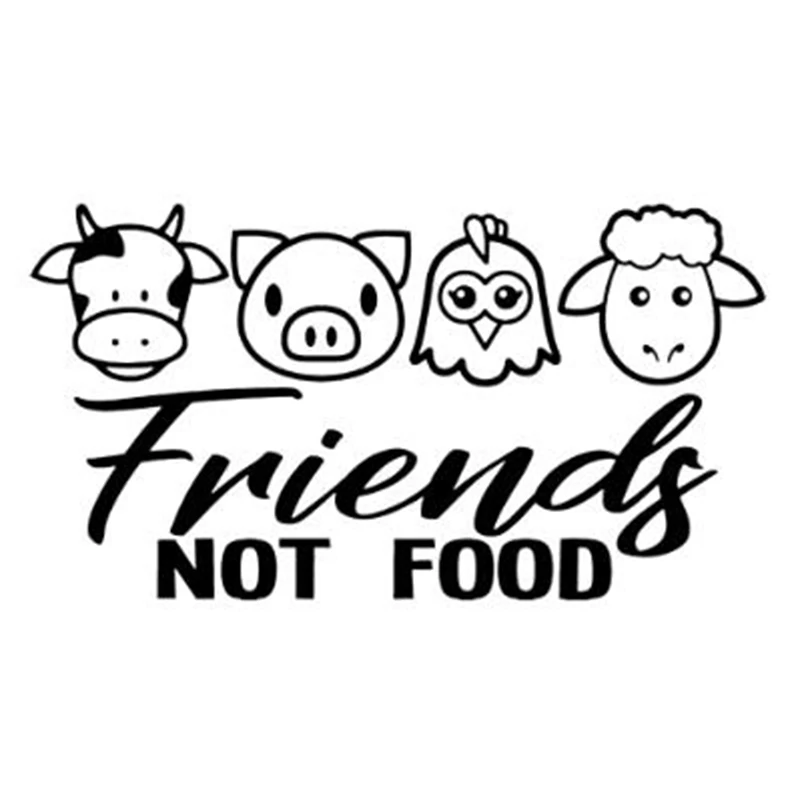 

High Quality Interesting Vegan Friends No Food Cow Chicken Pork Meat Lamb Decal Window Vinyl Car Stickers Decal 20cm