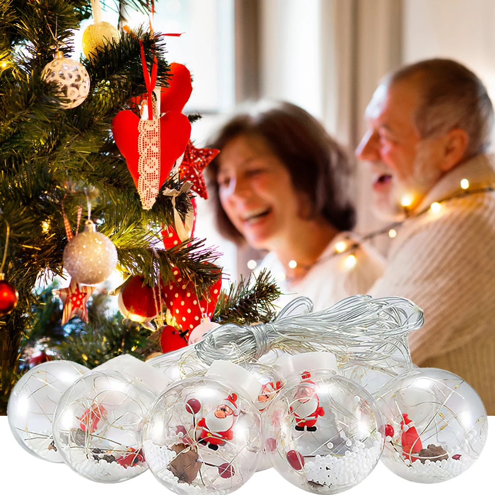 2022 New Year LED String Light DIY Santa Wishing Ball Curtain Lights Christmas Tree Decoration For Home Party Children Gifts | Лампы и