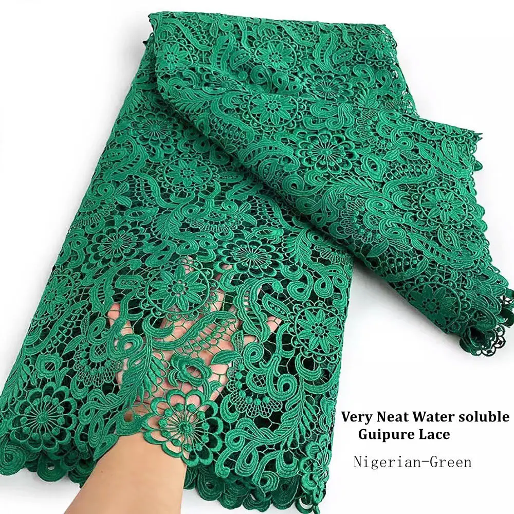 

African Guipure Lace Fabric Yellow Water Soluble 2021 High Quality Skin Textured Cupion Cord Fabrics For Wedding Dress C856