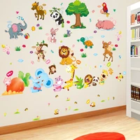 elephant lion panda wall stickers diy animal tree mural decals for kids rooms baby bedroom children nursery home decoration