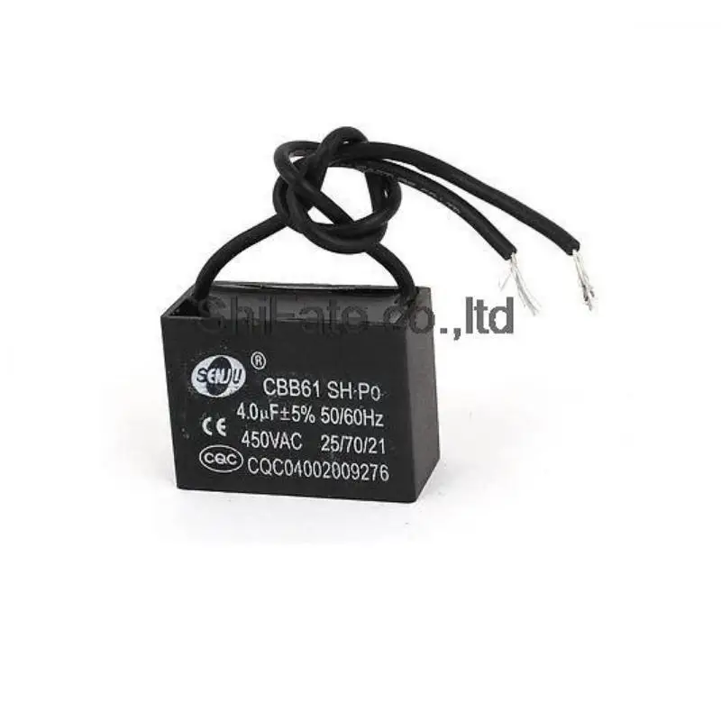 AC 450V 4uF 5% 2-Wire Leads Air Condition Motor Running Capacitor CBB61