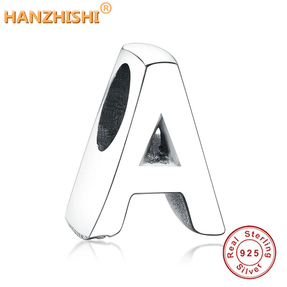 2020 простой классический Алфавит из стерлингового серебра 925 пробы бусина буква