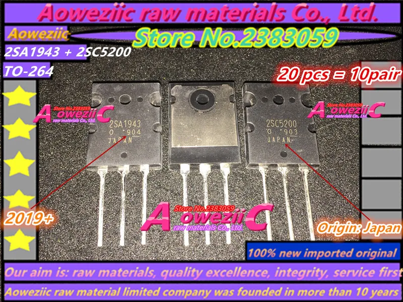 Aoweziic 2019 + 10 пар 100% новые импортные оригинальные TO-3P высокой мощности 2SA1943 2SC5200 A1943