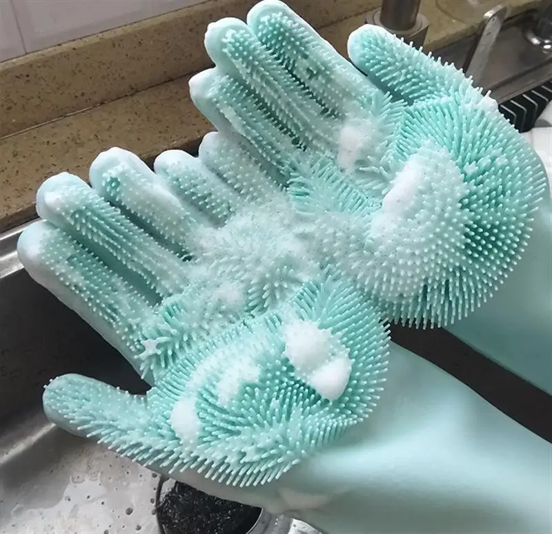 

Силиконовые перчатки для мытья посуды, кухонные силиконовые чистящие перчатки, изоляционные Волшебные кухонные перчатки для уборки дома