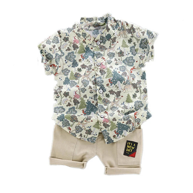 Детская летняя одежда для маленьких мальчиков комплекты одежды футболка с