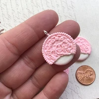 20 bulk 3d resin pink strawberry cookie charm miniature food cookies dessert polymer clay diy supplies pendants or charms ik839