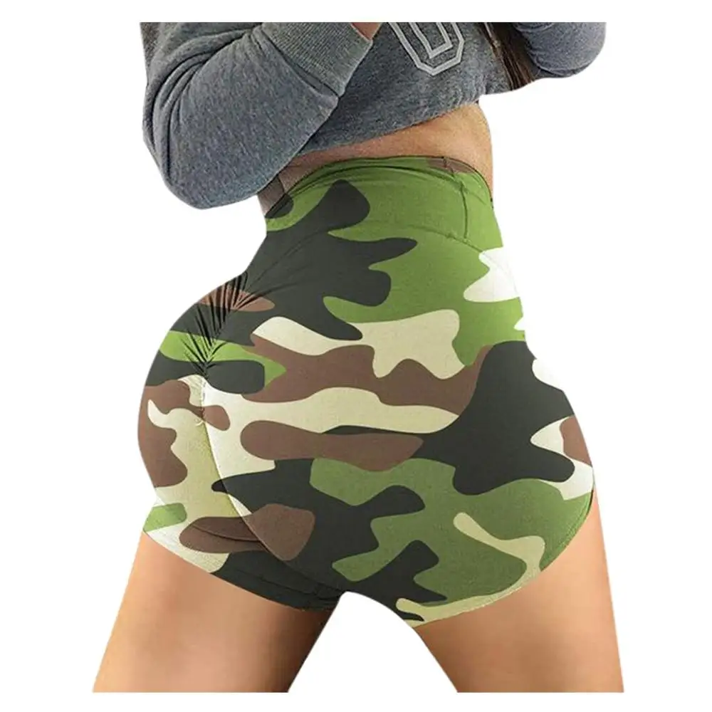 Камуфляжные летние женские шорты с высокой талией спортивные велосипедные