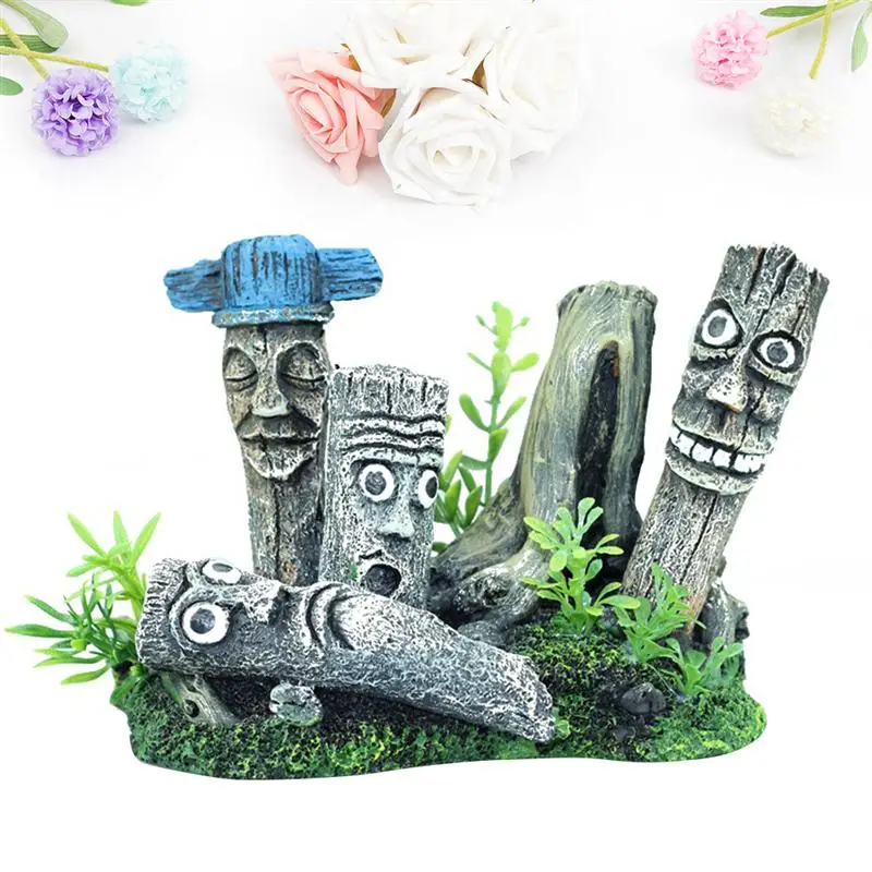 1 шт. украшение для аквариума статуя с Пасхальной головой багажника ландшафтный