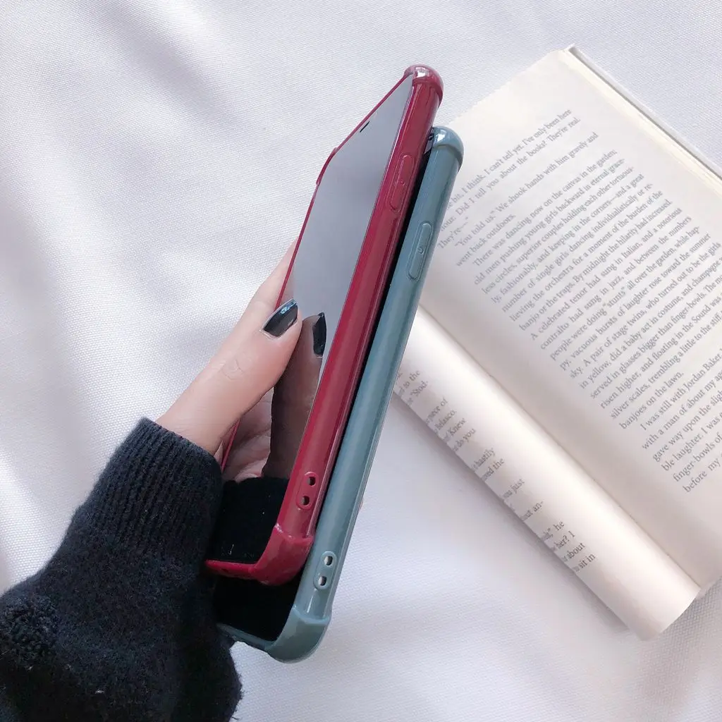 Скрытая подставка чехол для телефона iPhone 11 Pro Max XS 6 7 8 Plus XR X сплошной цвет задняя