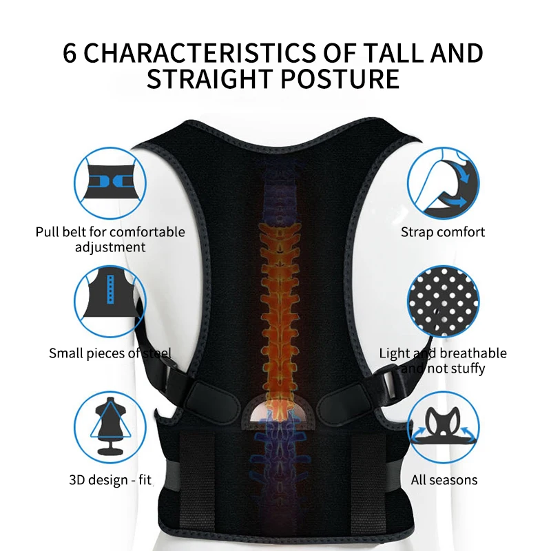 Регулируемый ортопедический поддерживающий пояс для спины Корректор осанки