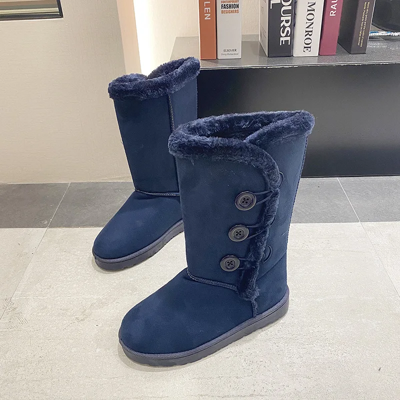 2021winter boots women shoes woman leather fur button knee thigh high long australia snow shoes women boots big size black red