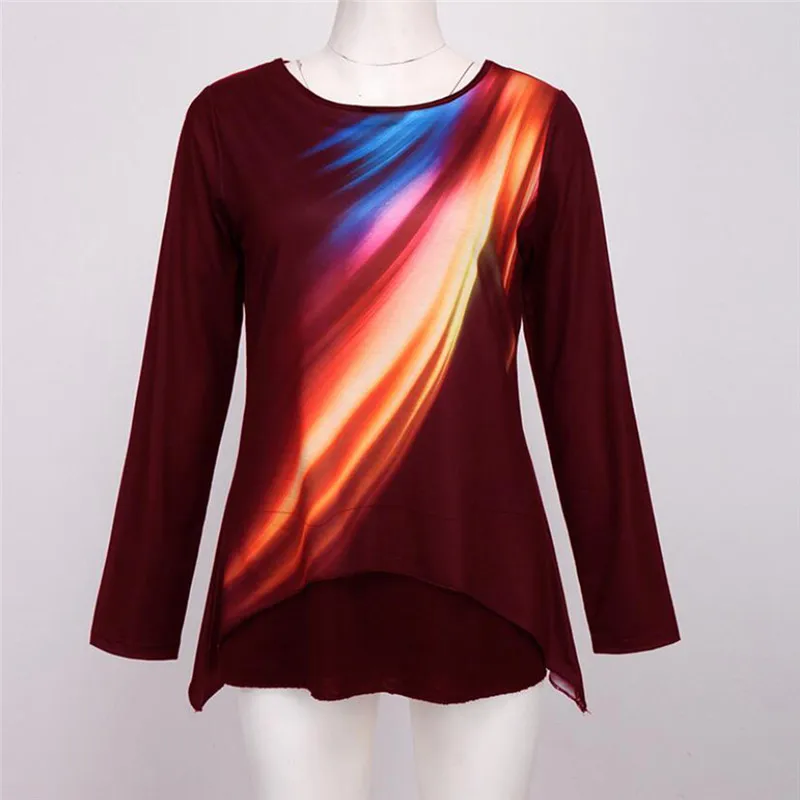 

Spring T Shirt Women New O Neck Long Sleeve Fashion Female Tops Patchwork Casual Loose Printed Autumn Women T Shirts