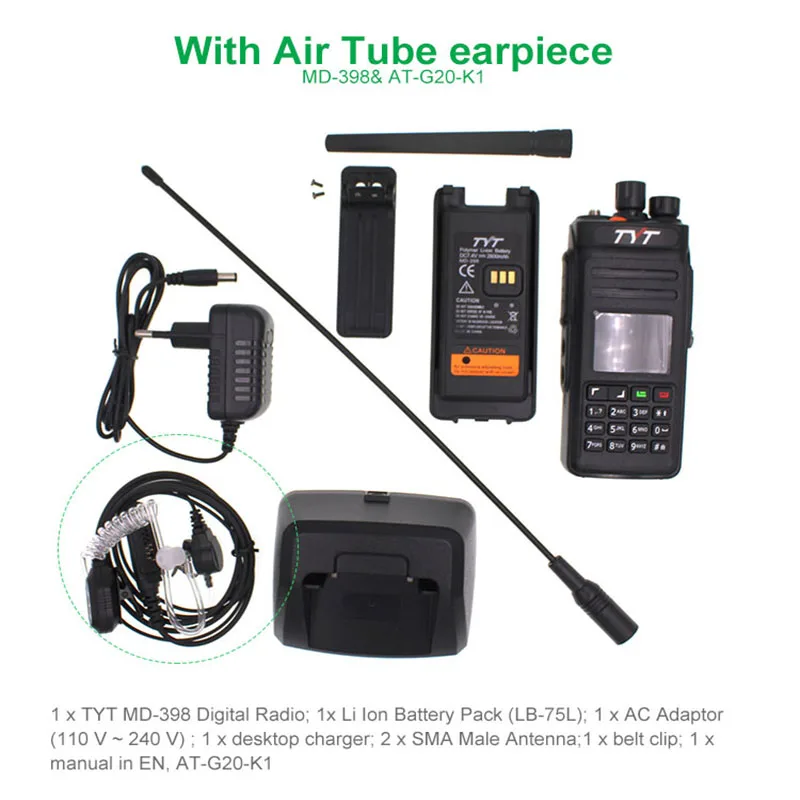 TYT md398 dmr digital walkie talkie IP67 two way radio 10w ham transceiver MD-398 IP-67 Waterproof DMR Digital Handheld Radi | Мобильные