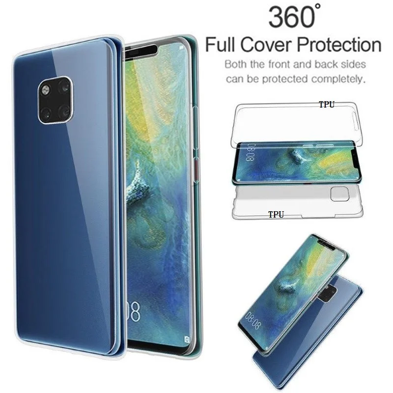 360 чехлы для Huawei P40 Pro P30 P20 lite P10 P8 P9 Lite 2017 прозрачный тонкий мягкий чехол Y5 Y6 Y7 Y9