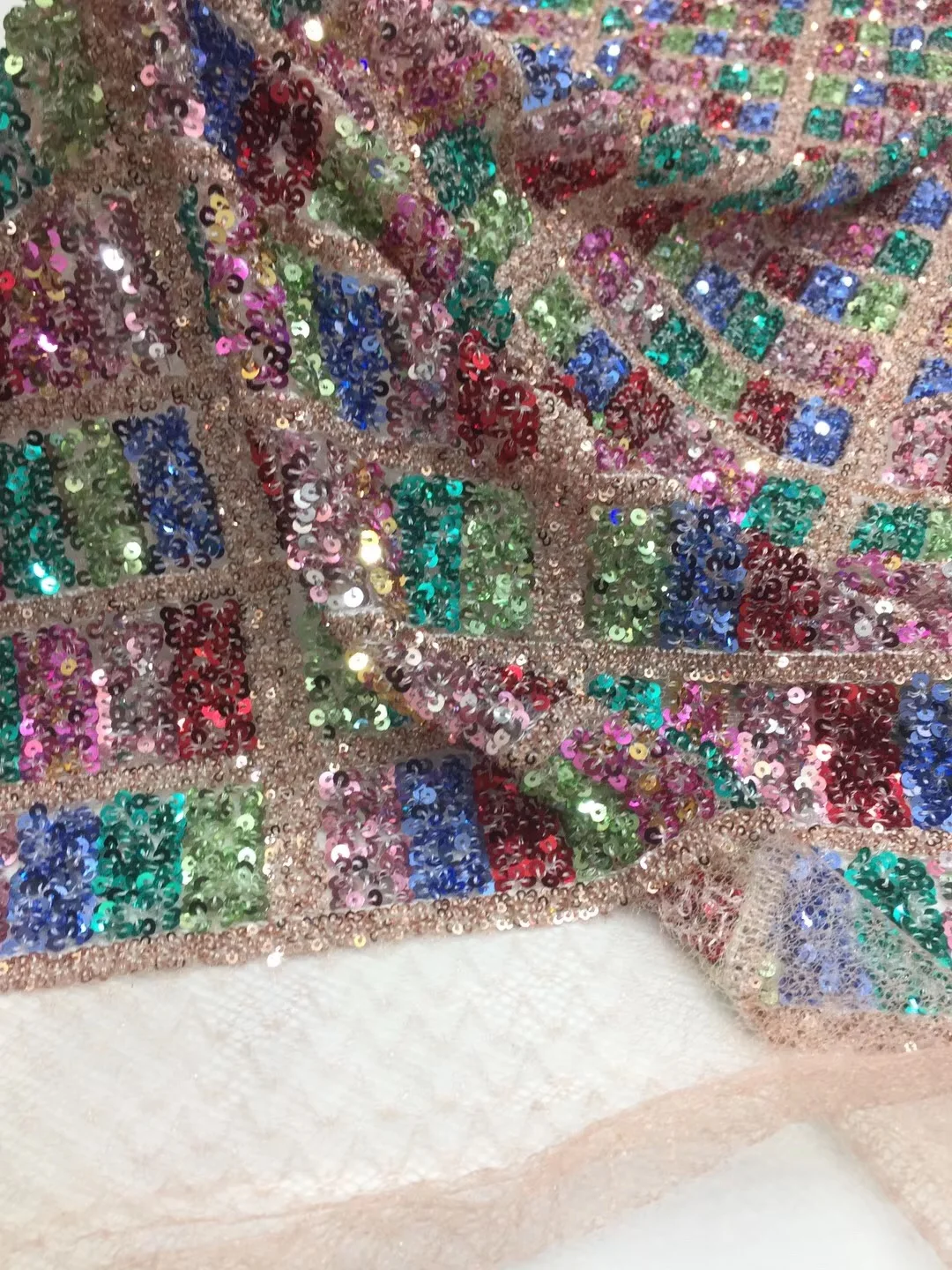 

Pink Sequined African French Mesh Net Lace Fabric For India Evening Party Dress Fabrics 2021 New Nigeria Sequins Voile XX33131