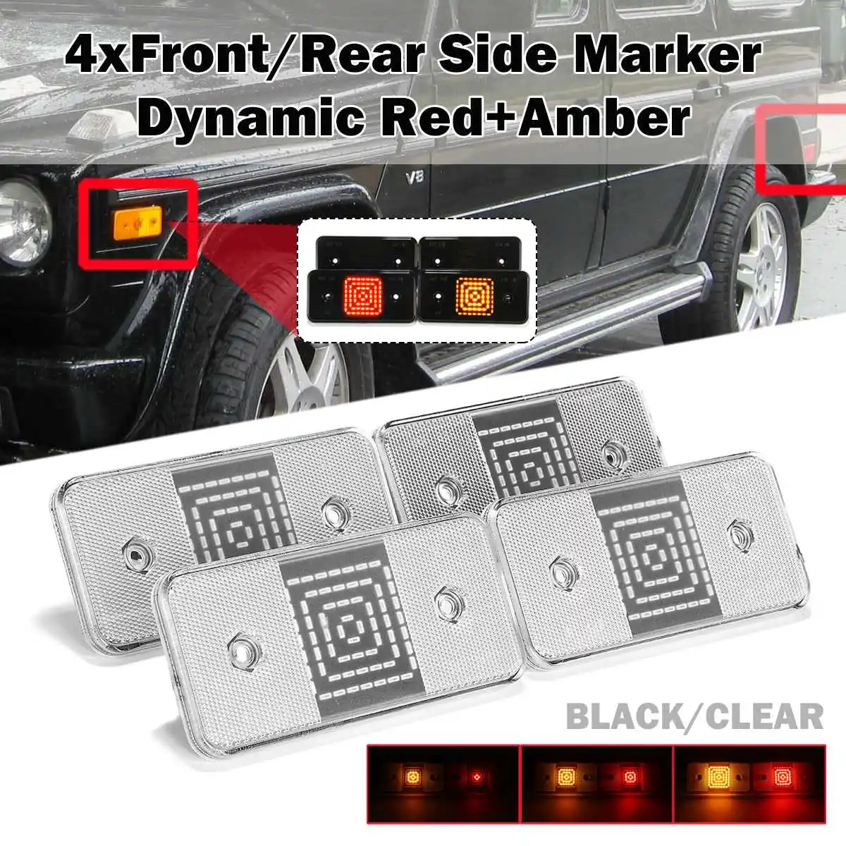 

4x Car side light Dynamic Led Turn Signals led Side Marker Lamp for Mercedes W463 G-Class G500 G550 G55 G63 for AMG 02-14