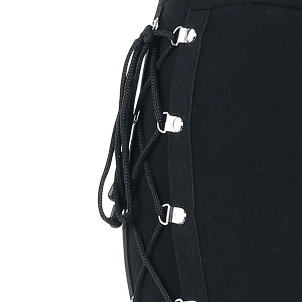 

2021 Ladies Gothic Black Tight Tights Lace-up Pants Fashion Gothic Ladies Side Leggings Leggings Black Tights Pants Q6