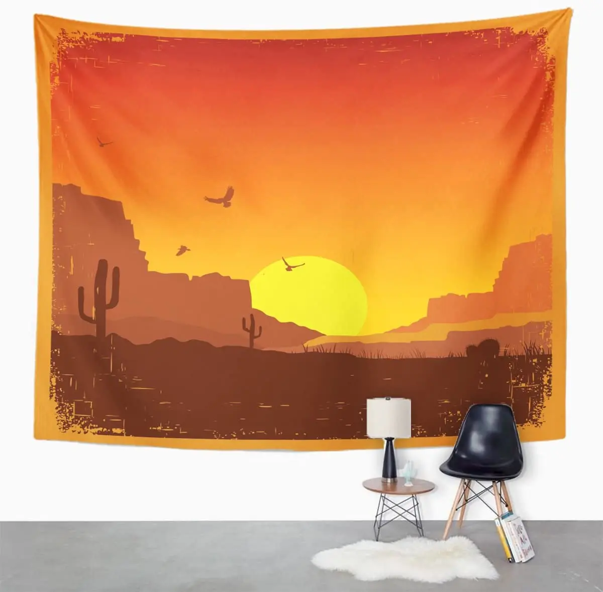 Техасский американский Дикий Западная пустыня на старом закате пейзаж кактус