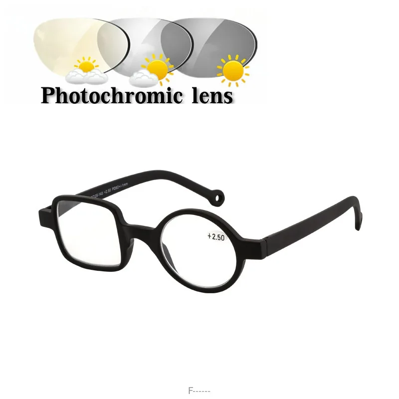 Круглые маленькие очки для чтения с переходом от солнца фотохромные женщин