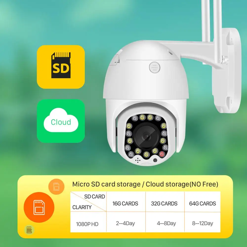 BESDER 1080P PTZ IP камера Двустороннее аудио 4 кратное цифровое увеличение Цветное / ИК