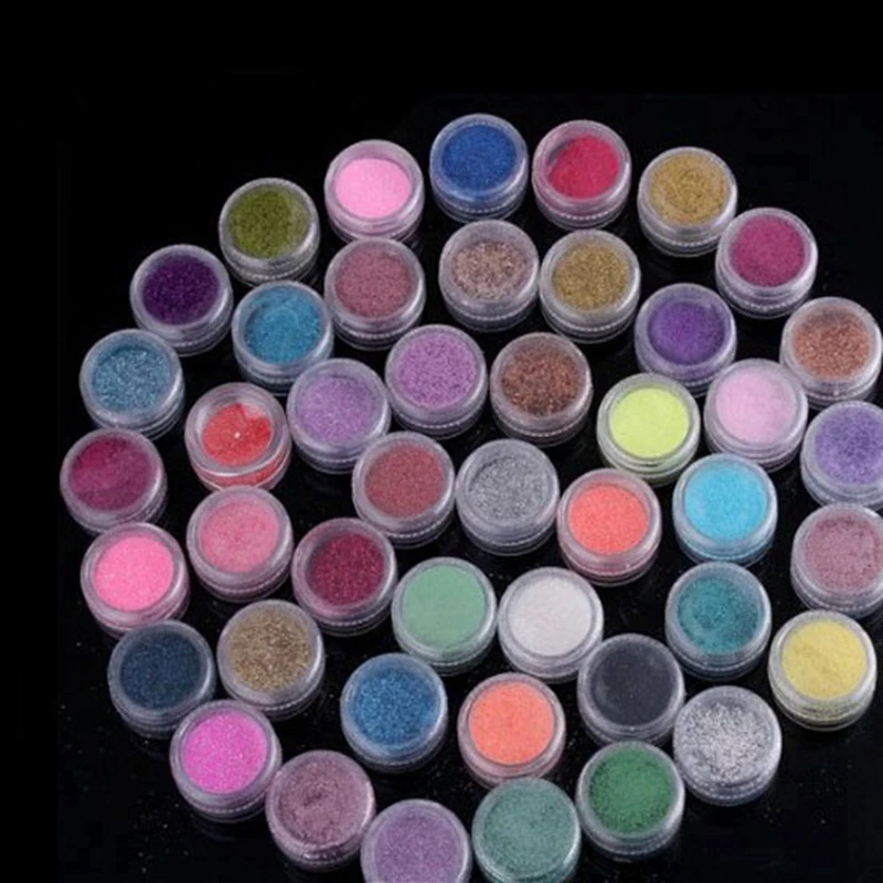 

45Pcs/Set Nail Glitter Mix Colors Nail Art Fine Glitter Powder Dust UV Gel Polish Acrylic Nail Tips DIY Decoration Tools