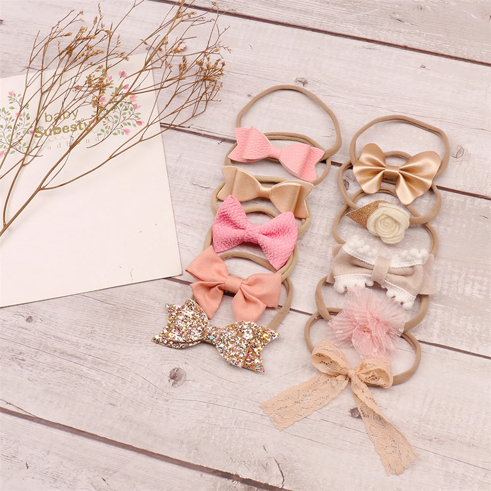 

10pcs/Set headband Kid Girls Stretch Headwraps Toddler Headwrap Stretch Floral Children Headbands Over Sized Bow children Turban