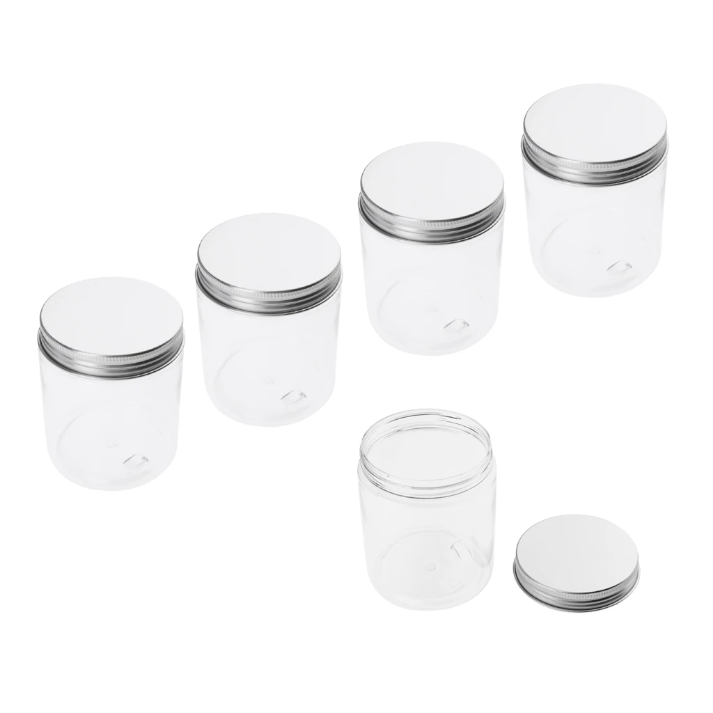 

5 Pcs Clear Plastic Empty Cosmetic Jars Pots Makeup Storage 120/250ml