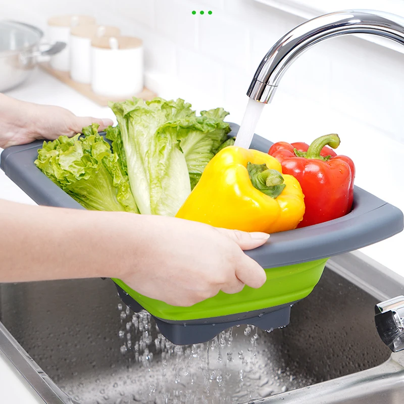Кухонные аксессуары гаджеты инструмент складная сливная корзина для фруктов и