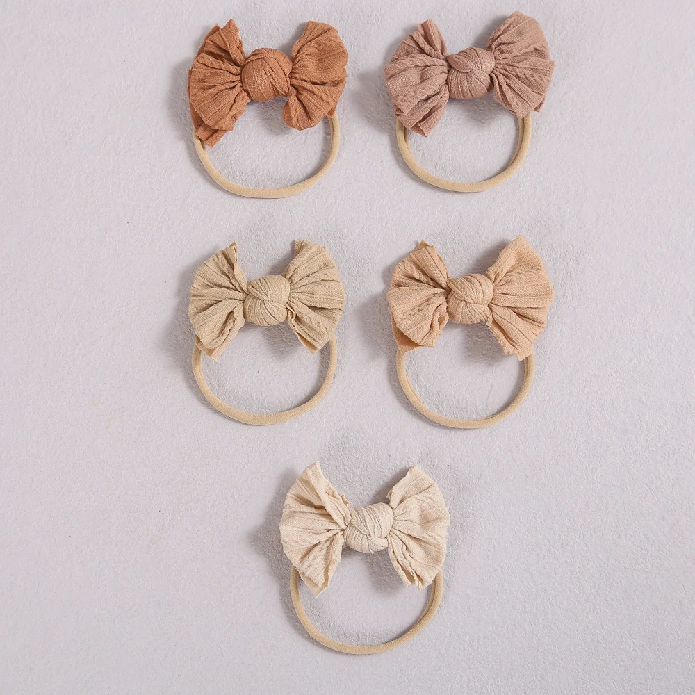 

New Cable Knit Bows on SKinny Nylon Headband,Girls Kids Cotton Bow Headband Hair Accessories Baby Hair Bow Elastic Hairbands