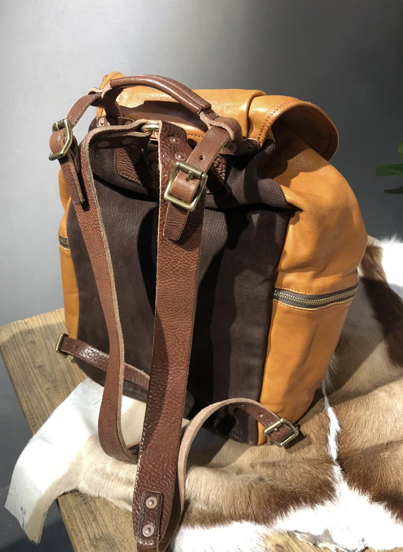 Кожаный рюкзак для мужчин Мужская Ретро дорожная сумка отдыха из натуральной