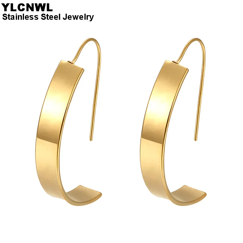 Топ Мода из нержавеющей стали изгиб свисающие серьги для женщин 2020 золото Цвет