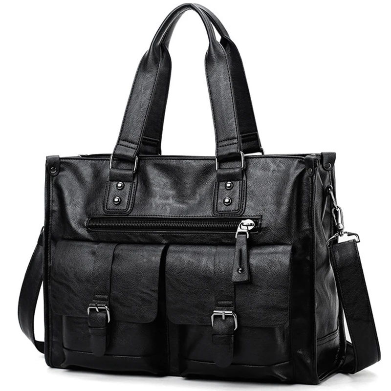 

Новинка 2021, повседневный мужской портфель через плечо, ретро деловая мужская сумка, сумка, Основная сумка, деловые вместительные сумки черн...