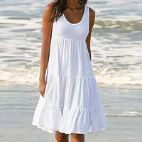 women dress summer simple solid color wild round neck sleeveless beach dress high quality large size %d0%bb%d0%b5%d1%82%d0%bd%d0%b5%d0%b5 %d0%b6%d0%b5%d0%bd%d1%81%d0%ba%d0%be%d0%b5