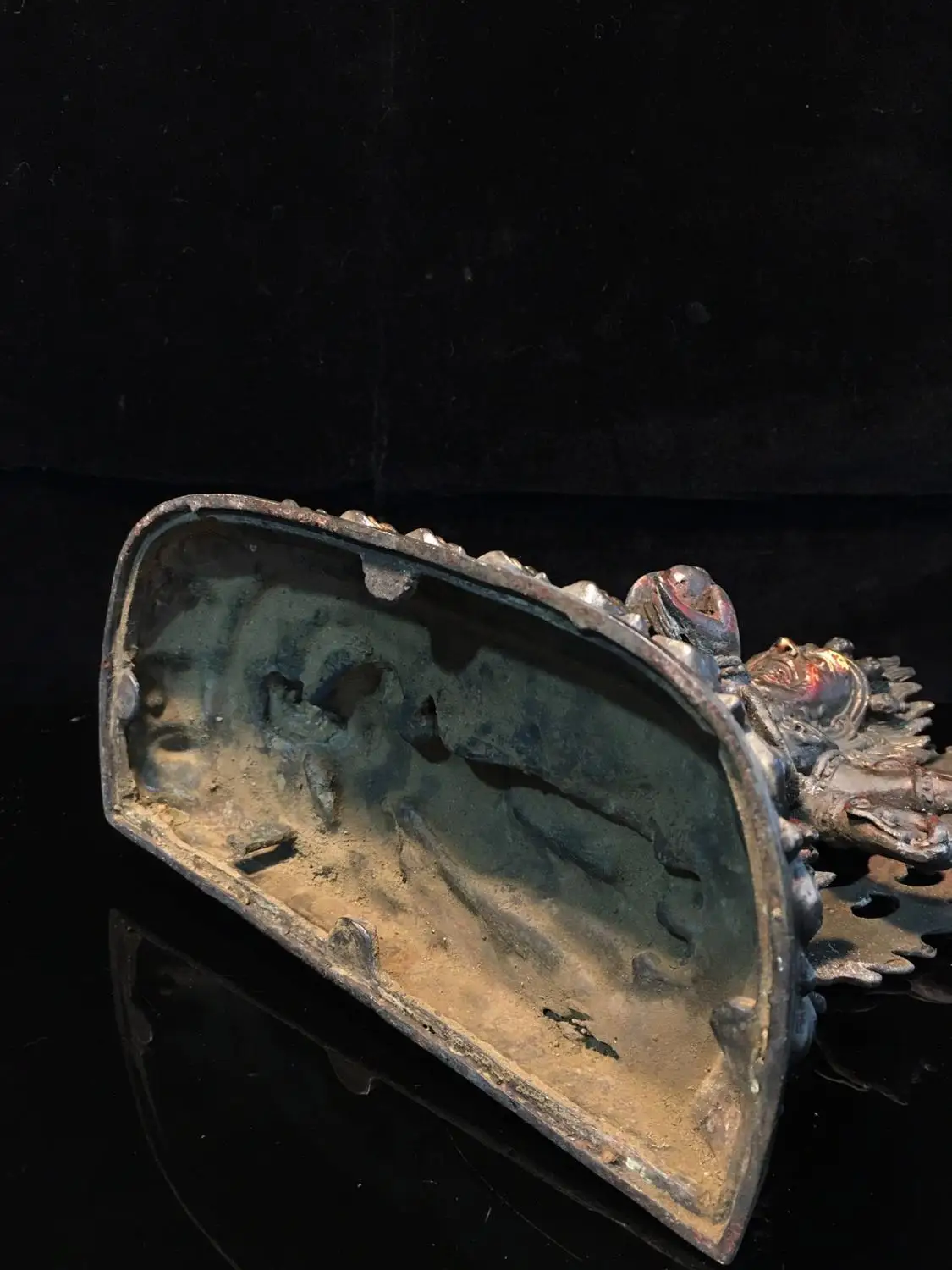 

12" Tibet Buddhism Temple old bronze Mahakala Buddha Statue 6 arms Big Black Buddha Statue Maha Gala Buddha Statue