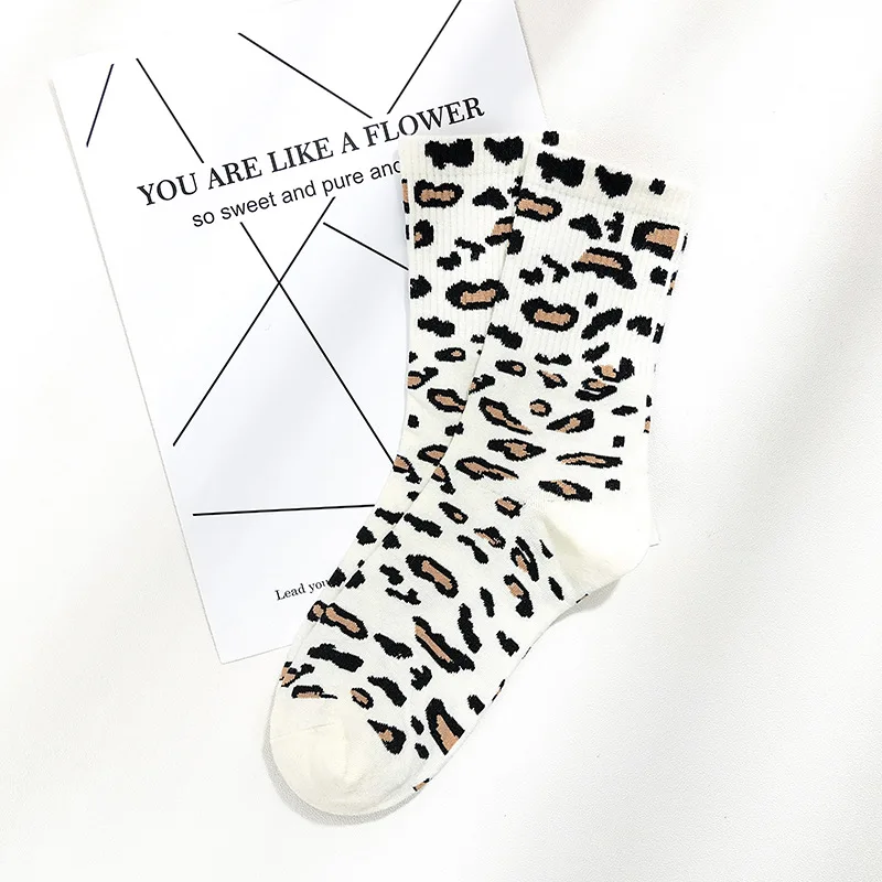 

Women Socks Cotton Ins Harajuku Leopard Print Vintage Streetwear Girl Crew Short Sock Korean Style Female Christmas Gift Sox
