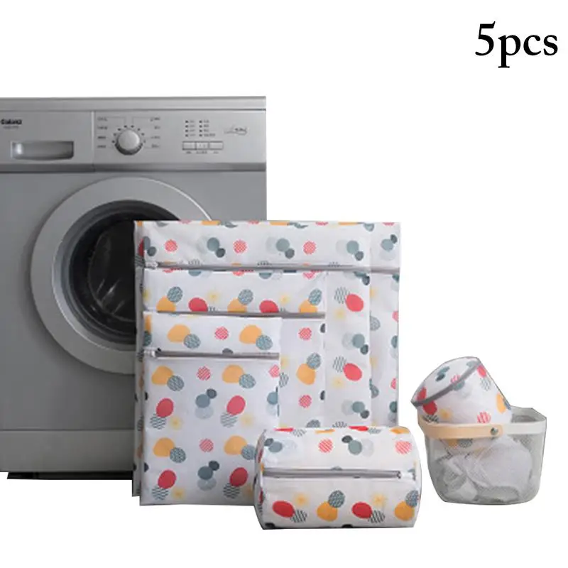 

5PCS Laundry Bag Set Protective Dotted Zipper Mesh Wash Bag Lingerie Wash Bag Underwear Washing Bag Clothing Care Bag