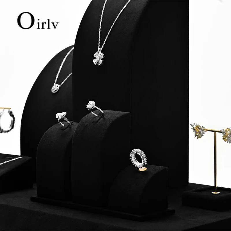 Oirlv Black Jewelry Display Set  Mannequin Necklace Stand Ring Stand Earring Stand Jewelry Storage Rack