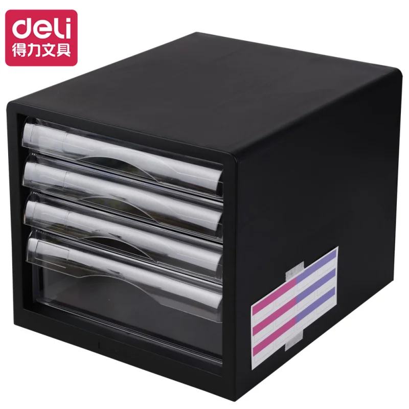 

Deli Table Storage Organizer Box A4 Big Document Case Paper Desk Organizer Stationery Pen Book Holder for Home Desktop
