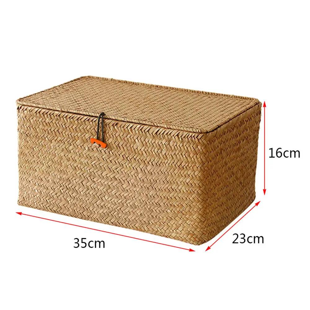 

Rattan Weave Storage Box Handmade Straw Basket Dirty Clothes Sundries Organizer Container Desktop Storage Box
