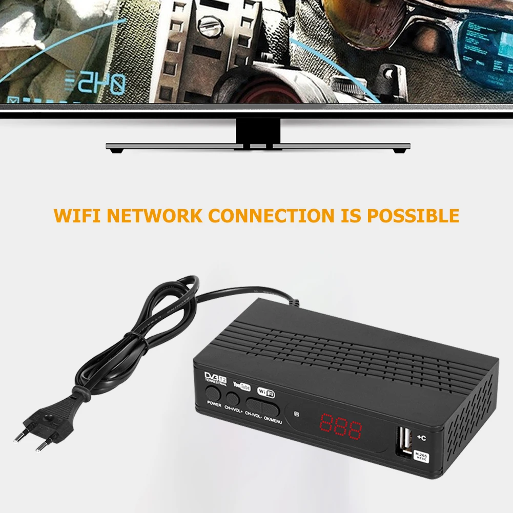 1080P цифровой ТВ конвертера DVB T2 H.265 IPTV Set Top Box Декодер каналов кабельного